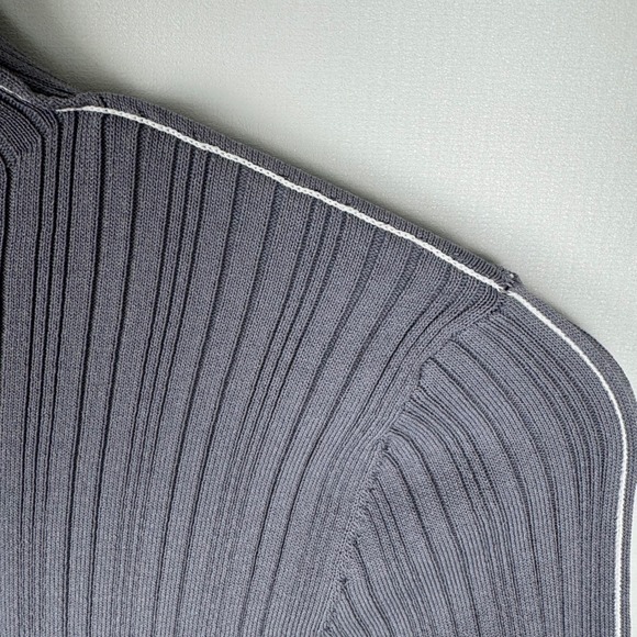 Zara Ribbed Knit Bodycon Mini Dress Mock Neck Long Sleeve Womens Gray - Picture 7 of 7